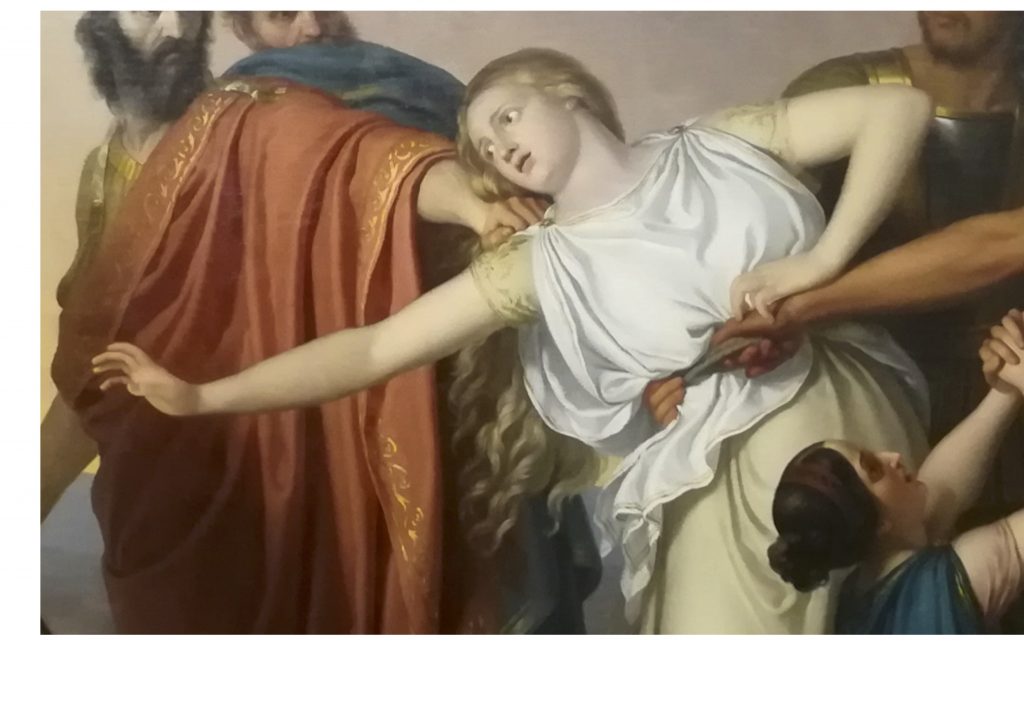In un dipinto di Giuseppe Diotti, 1845, è rappresentata Antigone imprigionata e portata via dai soldati del tiranno