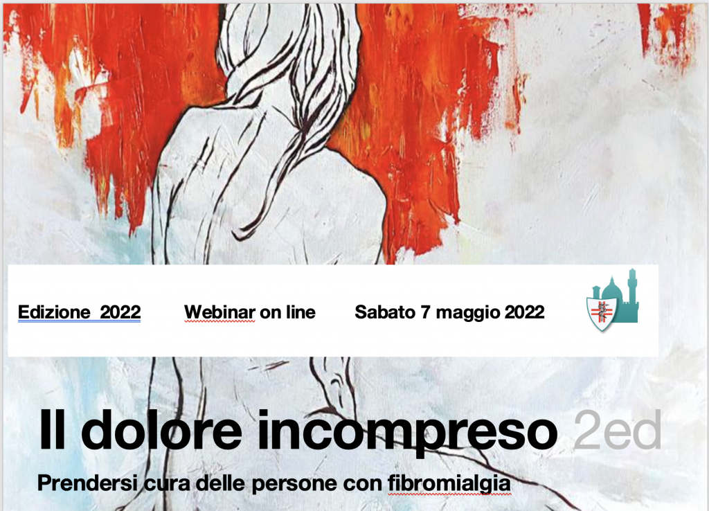 Il corpo nudo vuole significare il dolore della fibromialgia che colpisce sopratutto le donne. Locandina di un webinar in programma il 7 maggio 2022 dal titolo il Dolore incompreso