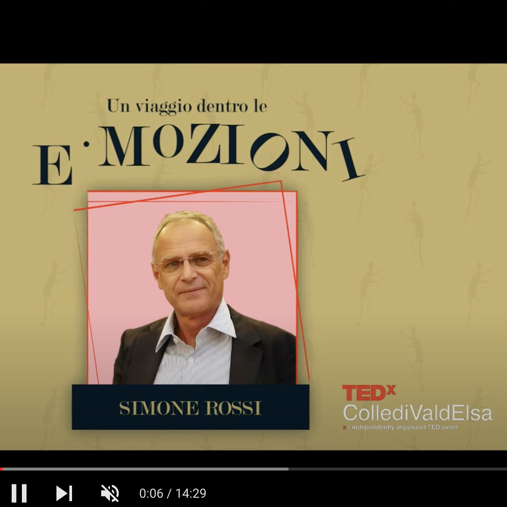 Locandina del TedxSiena aprile 2024 con Simone Rossi: Penso e Creo quindi sono.